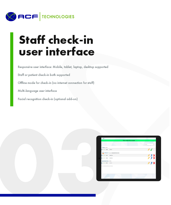 Healthcare staff check-in user interface