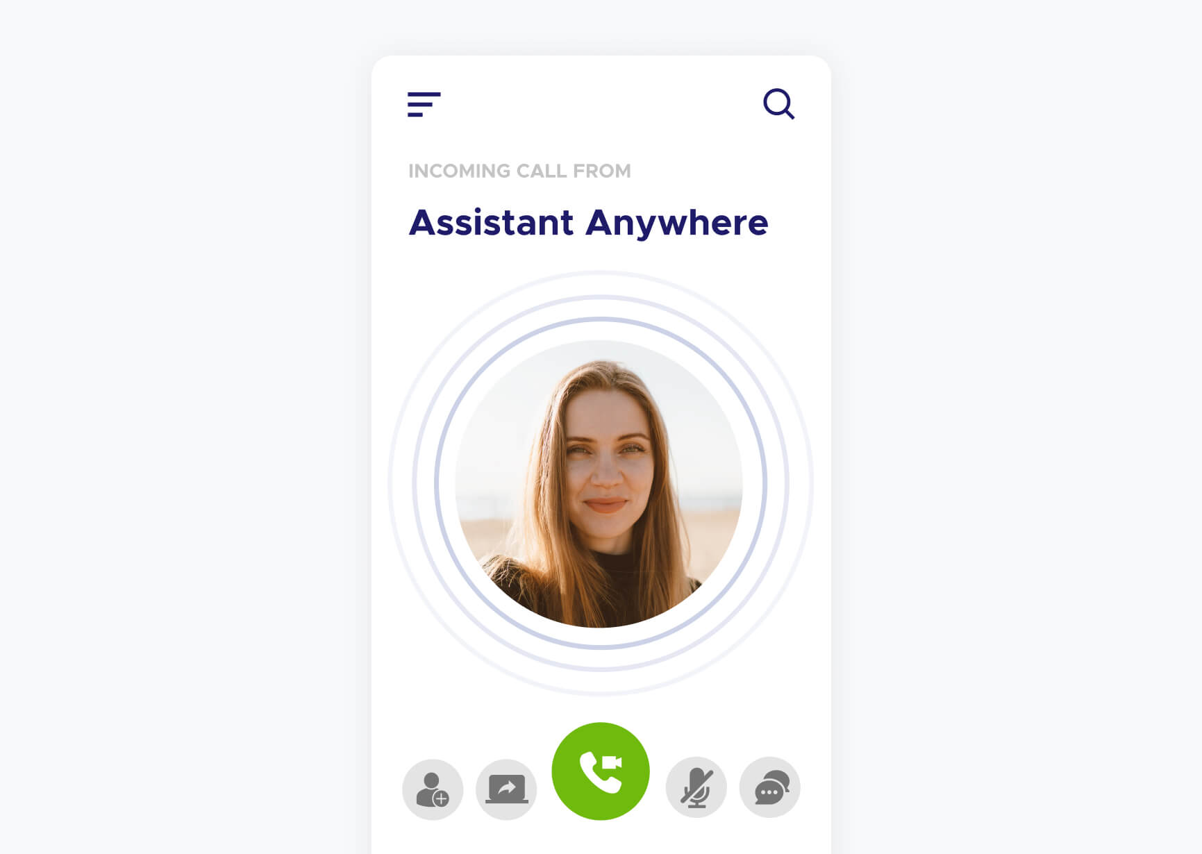 Simulation of a video call from the Assistant Anywhere application