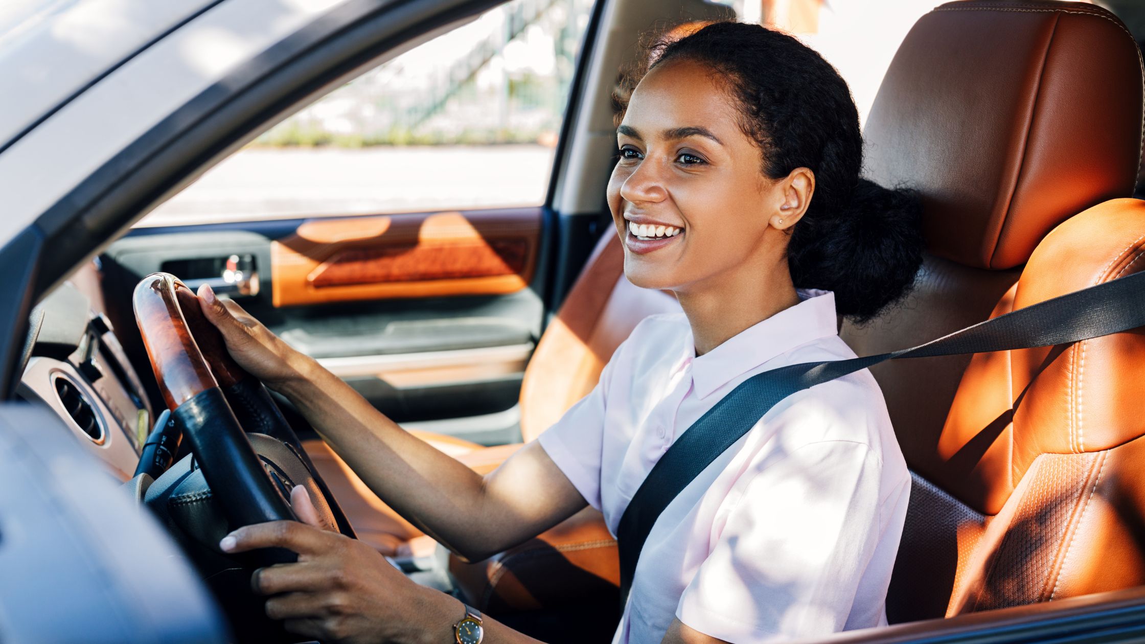 Girl showing up for an appointment in her car